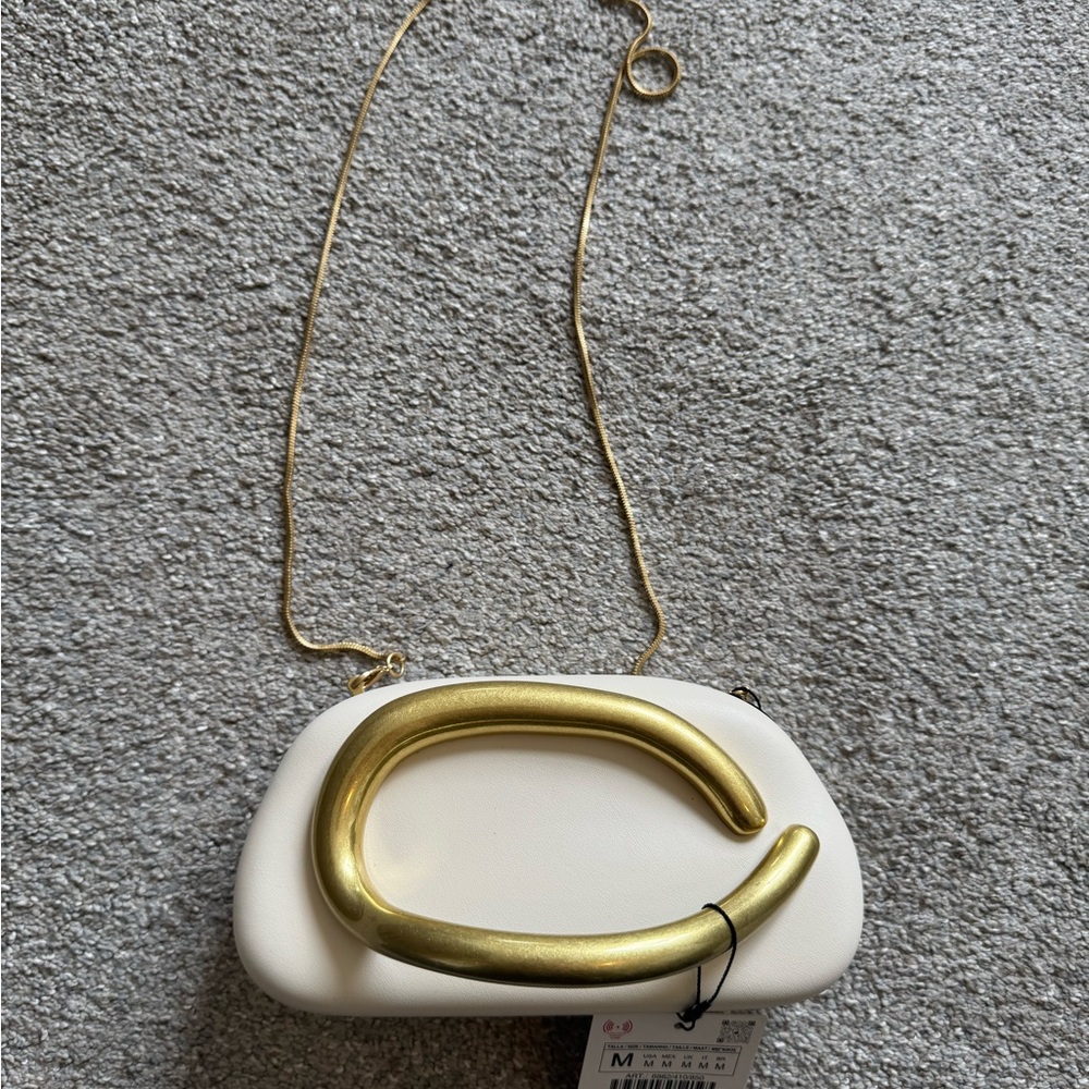 Zara Gold Accent White Clutch